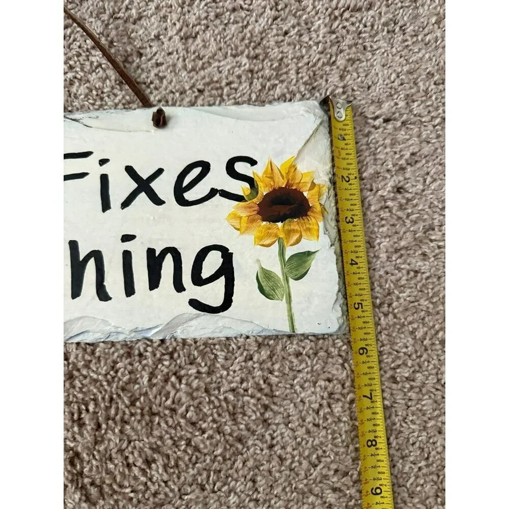 Creative Expressions | Wine Fixes Everything Hand Painted Hanging Sign - Picture 3 of 5
